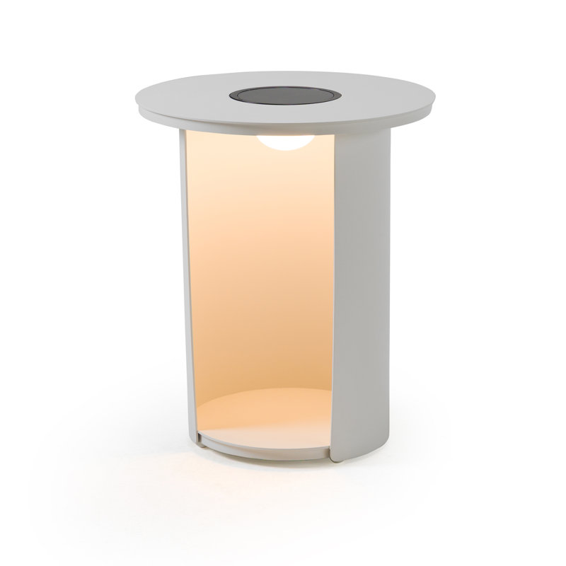 Clauson - Table de bout d'extérieur blanche avec lumière solaire