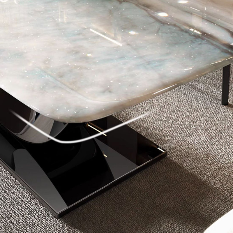 Table de salle à manger haut de gamme et luxueuse en marbre clair, 29.53"H x 62.99"L x 35.43"W