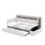 Twin Size Upholstered Daybed with Trundle, Storage Footstool, Shelves, USB Charging & LED Light, Grey-661133588-661133577