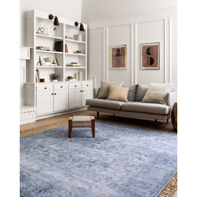 Tapis à motif tissé pastel bleu