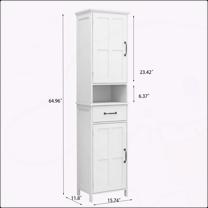 Versatile Double Door Slim Floor Standing Cabinet for Various Spaces, White