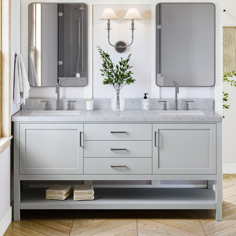 Bayhill 73'' W Double Vanity, Gray, Oval