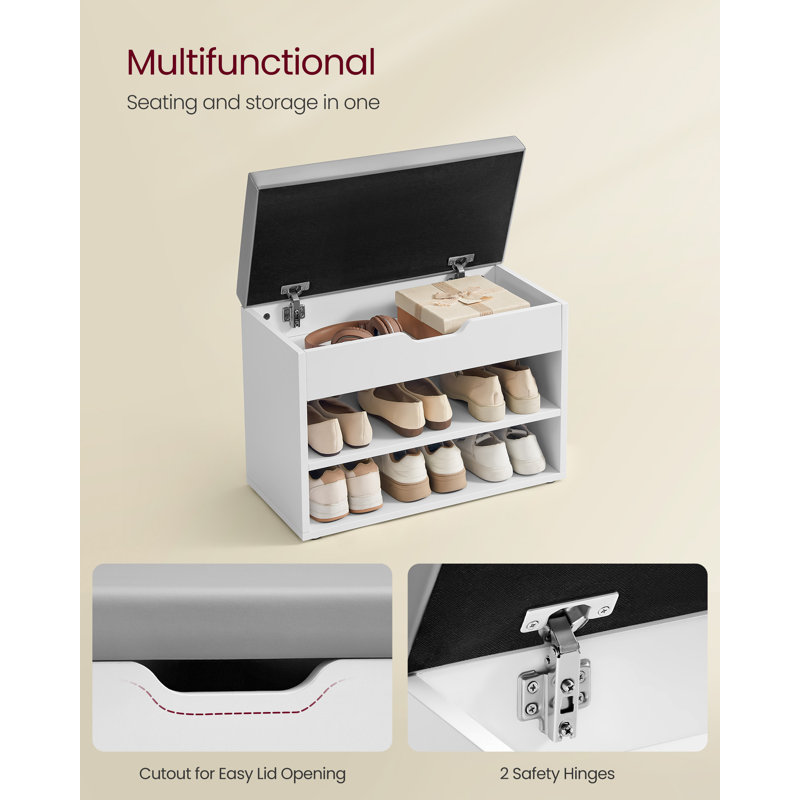 Saer Storage Bench, White, Grey