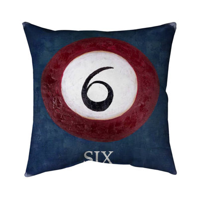 Billiard Ball No6 - White Office Outdoor Throw Pillow for – Outdoor Throw Pillow with Insert, Weather-Resistant