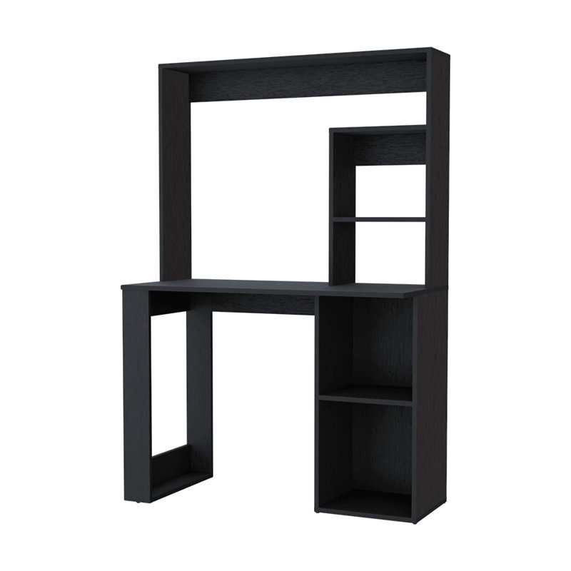 Computer Desk, Hutch, Black Wengue Finish, Black