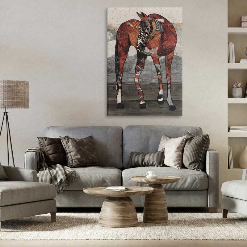 Cheval, art mural sur toile par Good, H 45 po x l 30 po