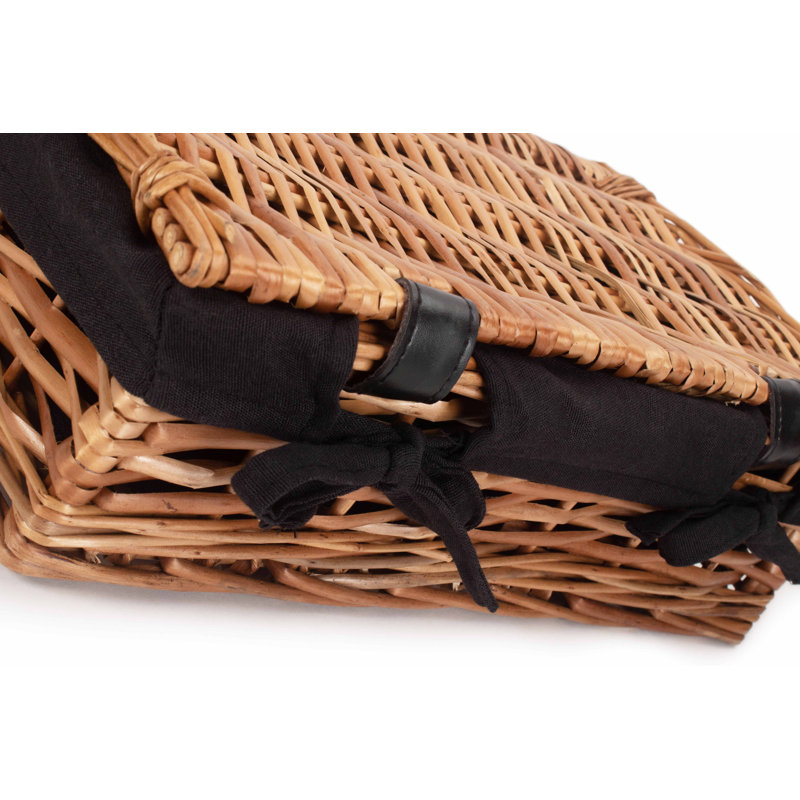 Wicker Lined Packaging Gift Hamper Basket, Black, 11cm H x 34cm W x 19cm D