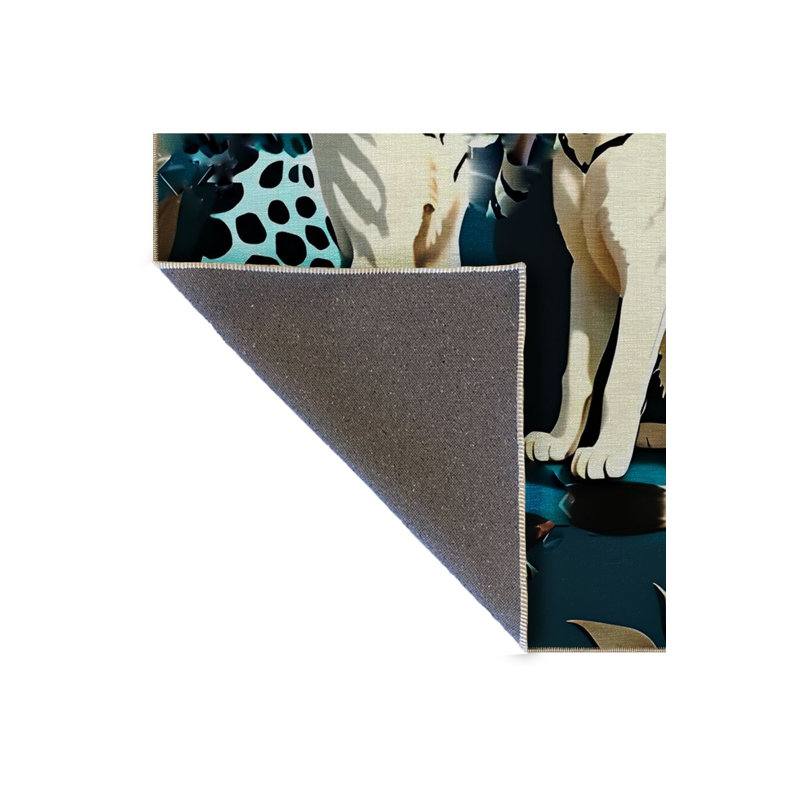 Tapis décoratif moderne bleu à motif de tigre blanc lavable à la machine, Runner 3'3" x 9'10"