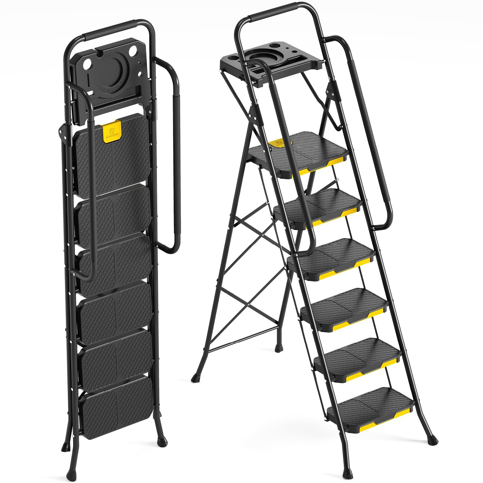 WFX Utility™ 6 Step Ladder with Tool Platform, Folding Step Stool with