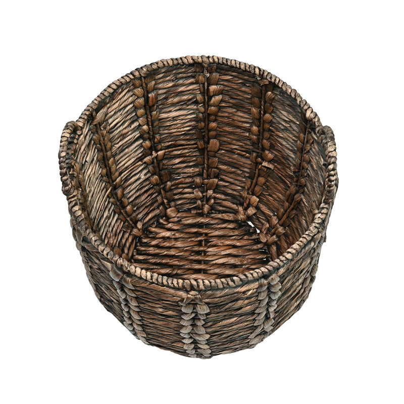 Handwoven Brown Wicker Basket with Handles for Storage