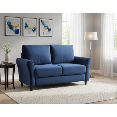 Patricia Curved Arm Loveseat Sofa, Mid-Century Modern Upholstered 2-Seater Couch with Solid Wood Frame, Compact Curved Arm Sofa for Living Room & Apartment