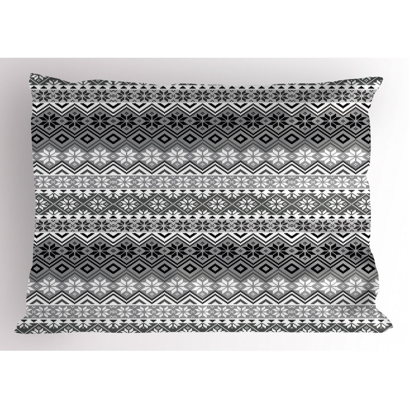 Nordic Polyester Geometric Sham Set, Gray, Queen