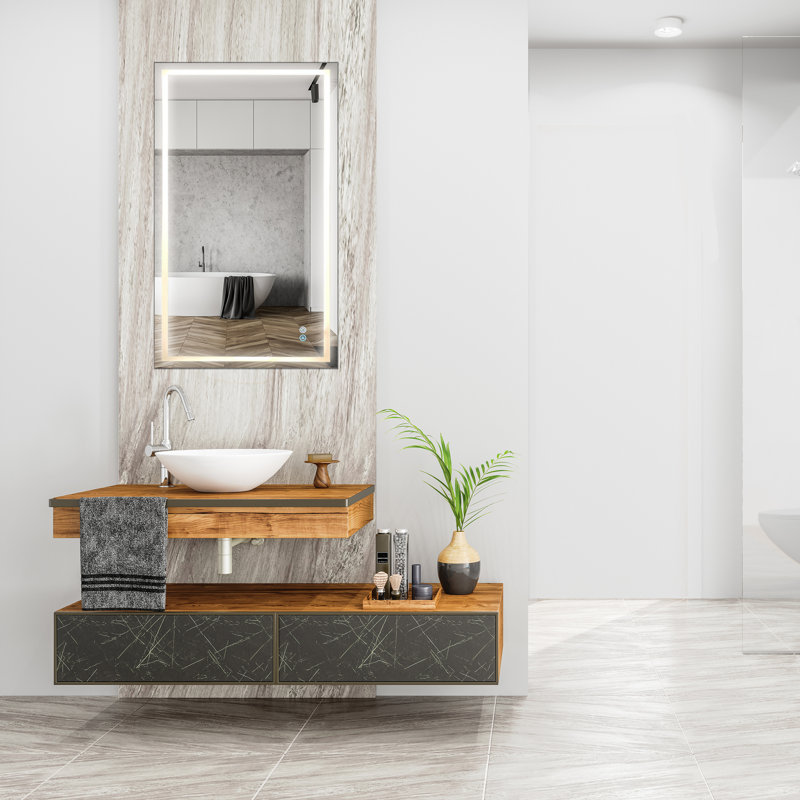 Rectangle No-frame 3cct Led Mirror, 40" x 24"