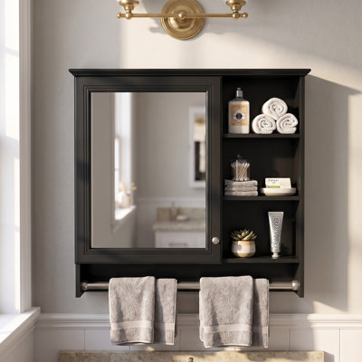 Armoire à pharmacie 24 po rectangulaire en MDF et en bois massif 24 po, miroir, pénis, charnières réglables, porte à fermeture en douceur 24 po