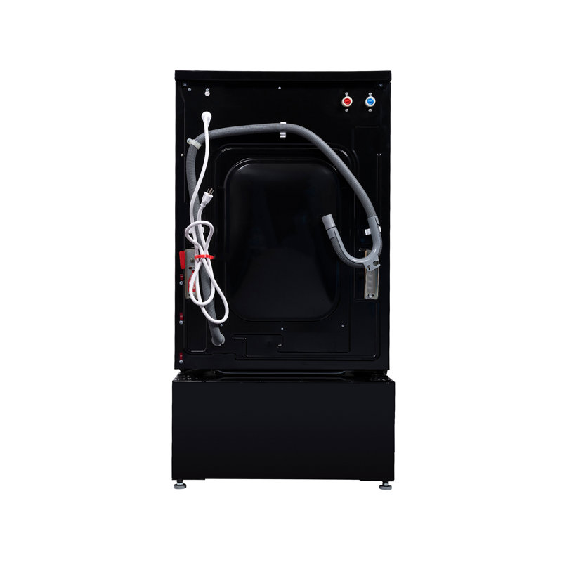 Black 1.62 cu. ft. Smart Electric All-in-One Washer Dryer with Pedestal