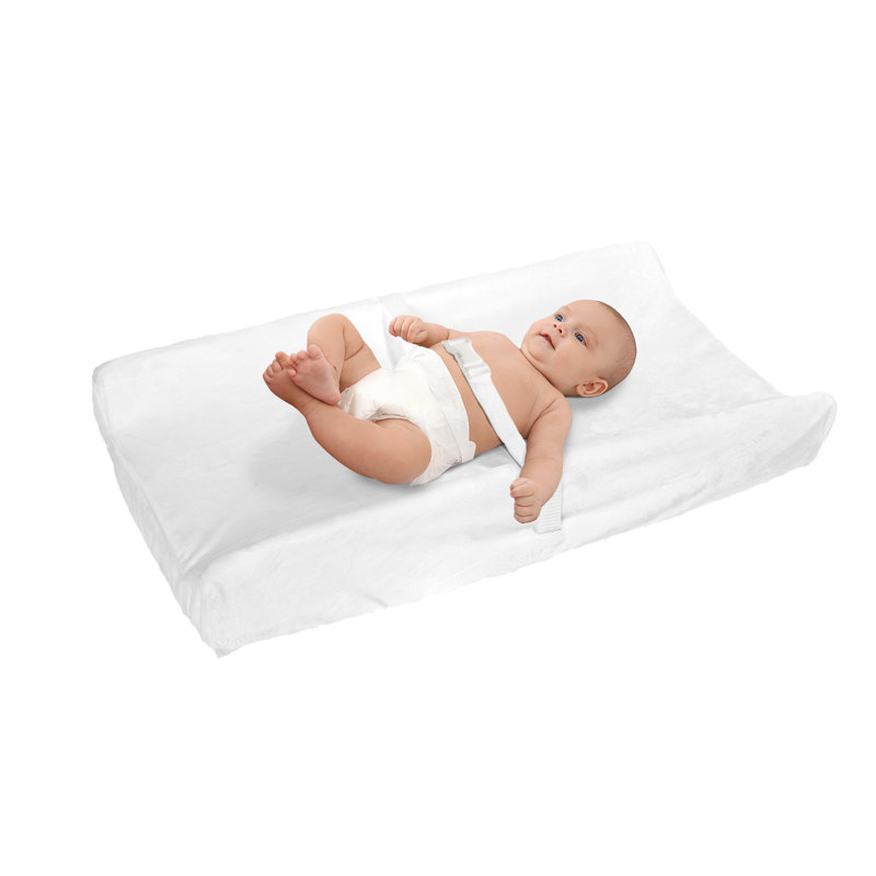 White Contoured Foam Baby Changing Pad with Removable Cover