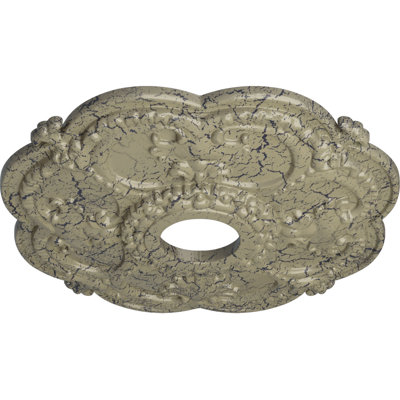 Endurathane Rotherham Ceiling Medallion, 18"OD x 3 1/2"ID x 1 1/2"P (Fits Canopies up to 3 1/2"), Hand-Painted Castle Stone Crackle Finish