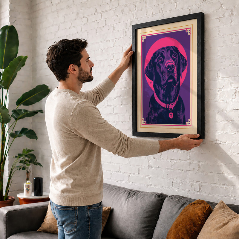 Dignified Halo Retro - Framed Print, A4 - 29.7 x 21.0 cm, Walnut
