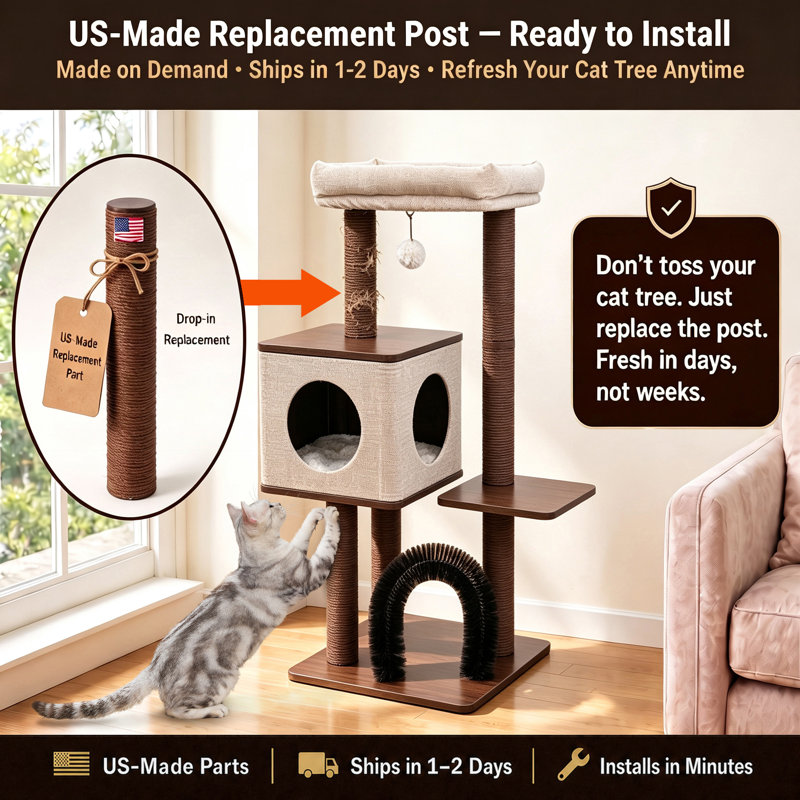 Arbre à chat Mid-Century moderne à 4 niveaux avec corde en papier recyclé PetPals Elevate 2.0 4 po