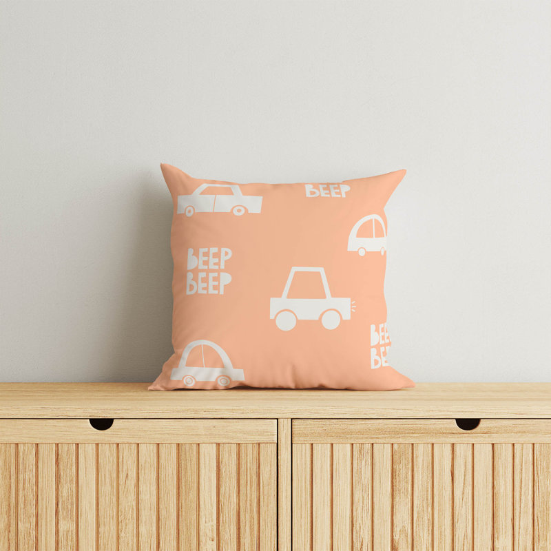 Coussin Beep, Pêche / orange / ivoire, H 26 po x l 26 po
