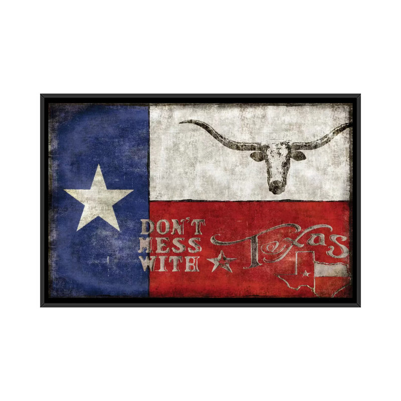 « texas fiers », reproduction d’impression sur toile, H 18 po x l 26 po x P 1,5 po, Toile avec cadre noir