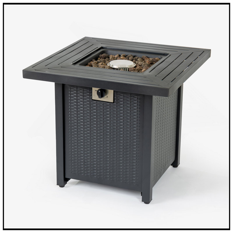 Stylish 28-Inch Iron Square Propane Fire Pit Table