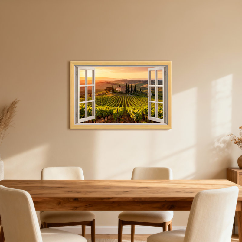 Paysage et nature, paysage viticole toscan, H 24 po x l 16 po, Toile tendue, Ne s’applique pas