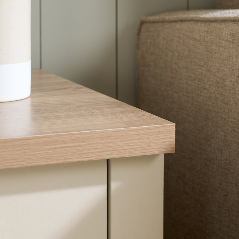 Napanoch Side Table with Storage, Cream/Oak