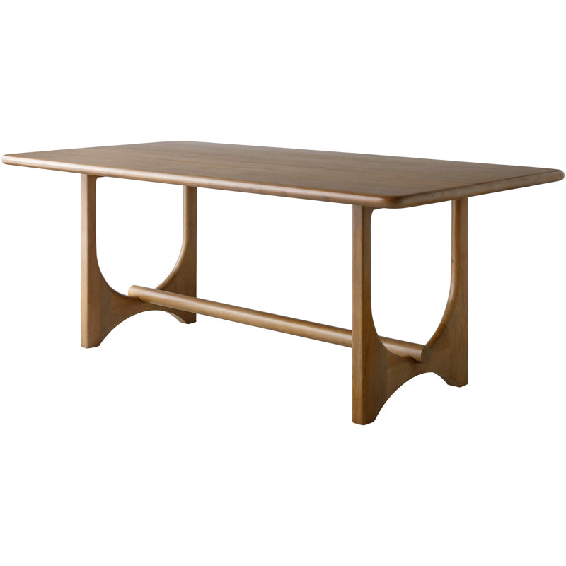 Table de salle à manger à tréteaux en bois massif Dawna, Brun clair
