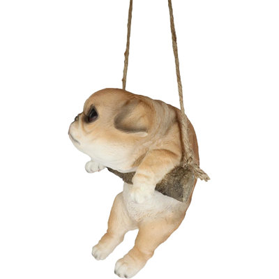 Figurine chiot sur une branche en macramé