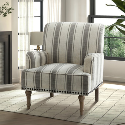 Arching 28.7"W Armchair with Solid Wood Legs and Nailhead Trim