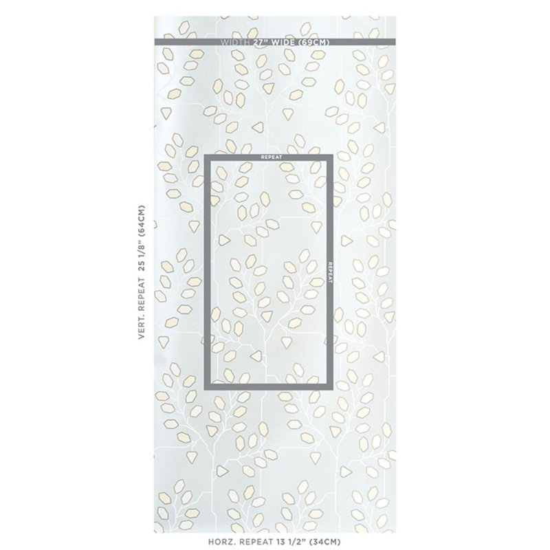 Papier peint Schumacher x Neisha Crosland, Blanc argenté