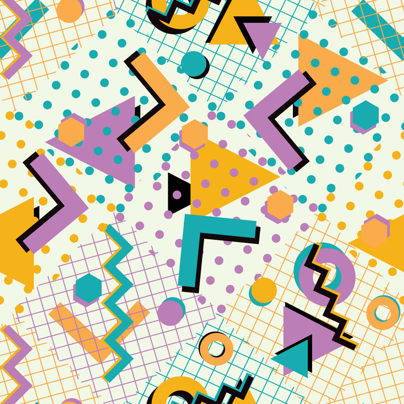 Colourful Abstract 80s Style by Alex_Bond - Wrapped Canvas Print, 30cm H x 30cm W
