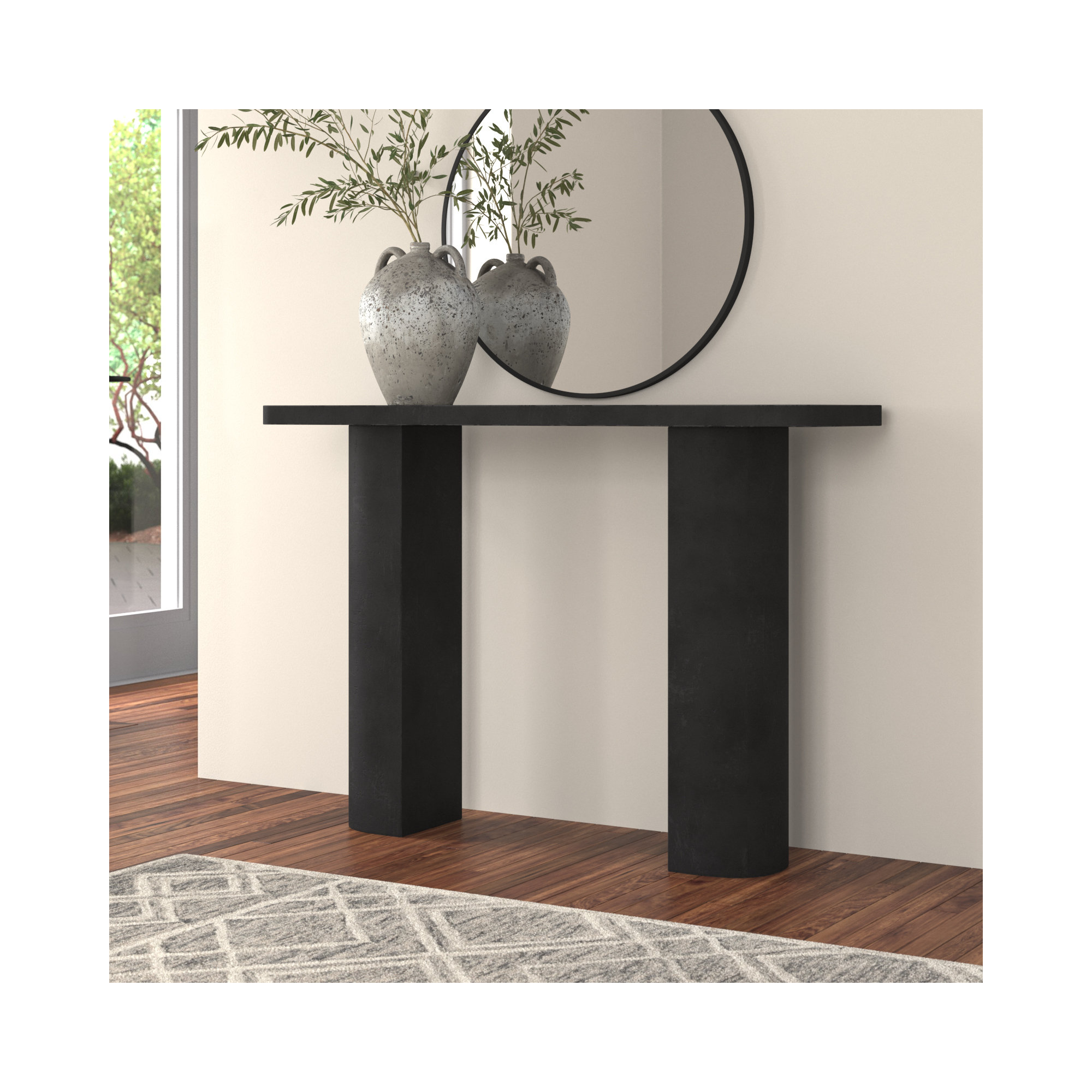 Moscow 50'' Solid Wood Console Table, Matte Black