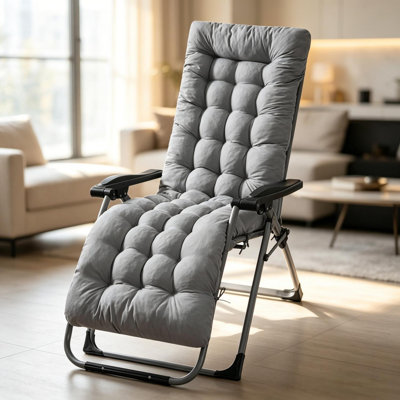 Coussin de chaise longue d'intérieur pour l'extérieur avec sangles, housse en fibre de polyester, rembourrage en fibres synthétiques