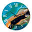 Composition abstraite de marbre en bleu et orange II - horloge murale moderne-60281549