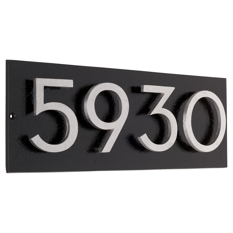 Plaque d'adresse horizontale flottante 4 po (4 chiffres), Taupe, Aluminium brossé