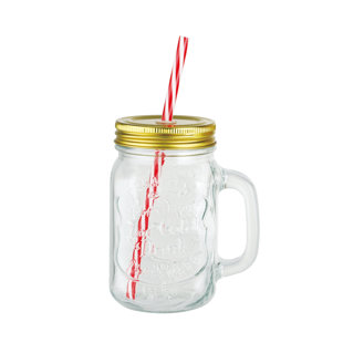 Mason Glass Drinking Jar with Straw (Case of 24) bbq barbecue jam
