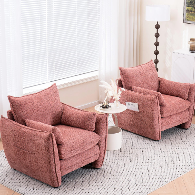Chaise simple moderne en chenille de 36,66 po de largeur, pour les espaces de repas à la maison, Rouge