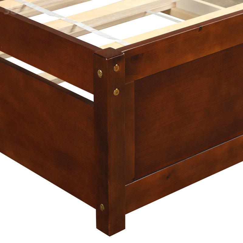 Cadre de lit plateforme simple en bois avec lit gigogne, noyer, lit, Noyer