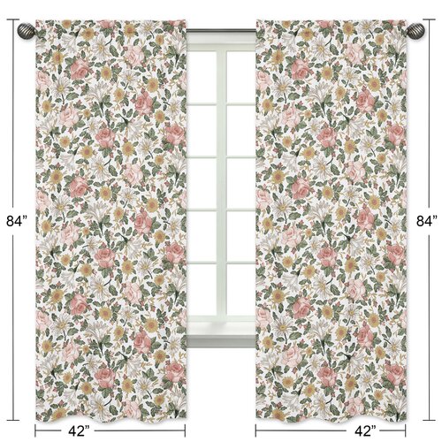 Sweet Jojo Designs Vintage Floral Polyester Semi-Sheer Sliding Panel ...