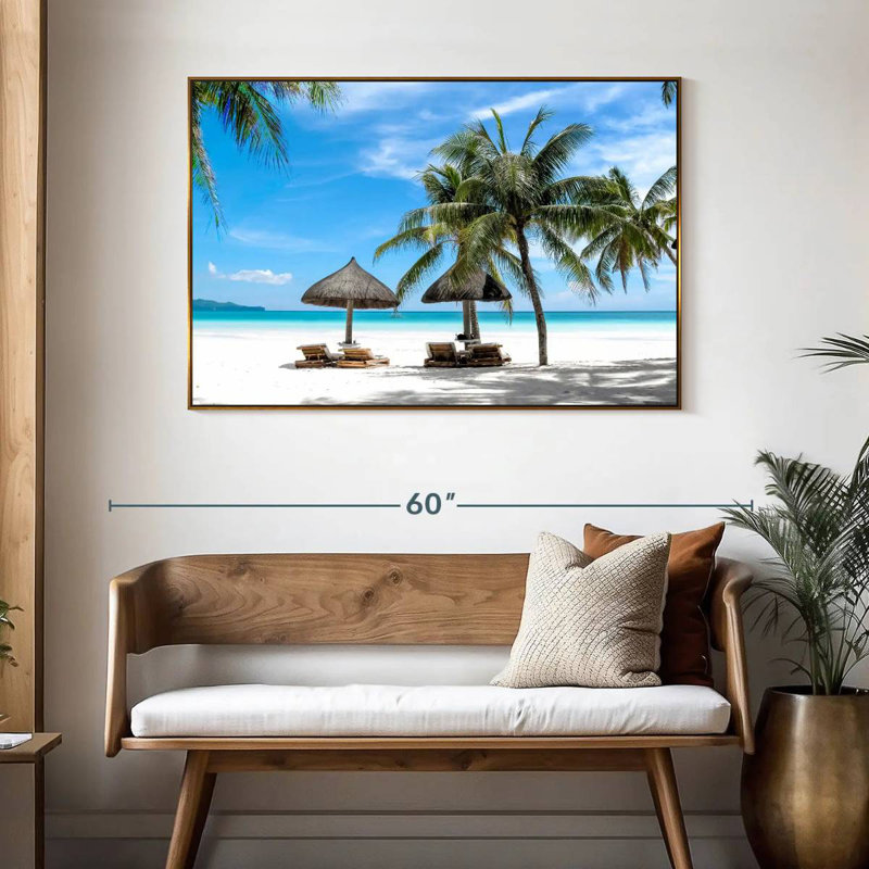 Bord de mer Boracay, 46 po x 31 po, Cadre flottant doré
