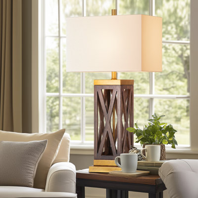 Lampe de table de ferme 31 "avec abat-jour en lin pour le salon de la chambre à coucher