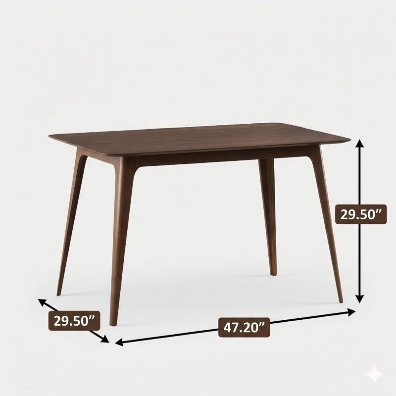 Table de salle à manger avec supports en bois massif, finition noyer