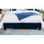 Cadre de grand lit bleu marine, transitionnel et moderne, revêtement en velours, tête de lit à boutons avec losanges sur bois massif moderne, conception à oreilles, motif de surpiqûres entièrement rembourrées-823291463