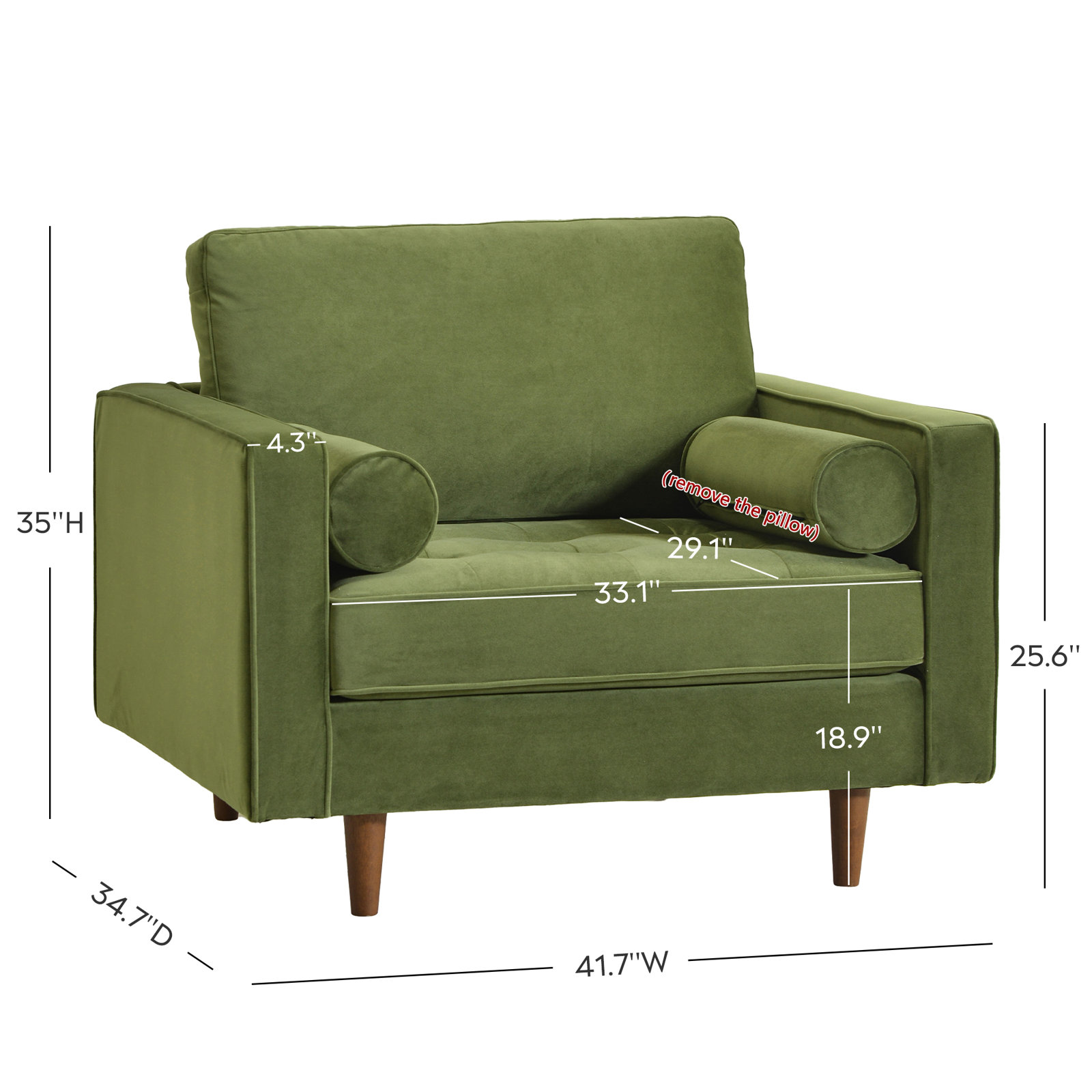 Geo Linen Armchair, Olive Green Velvet