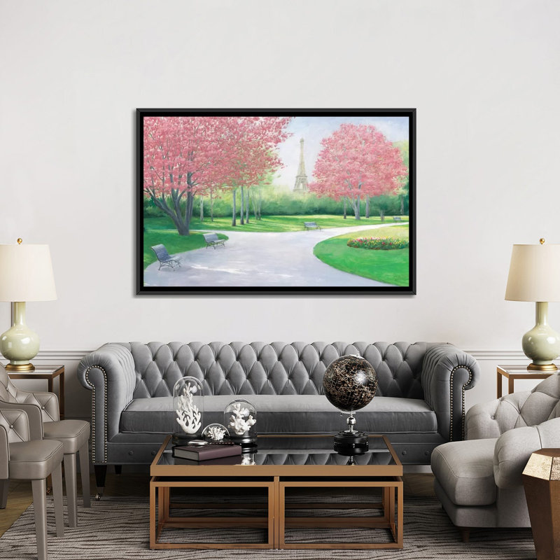«Parisian Spring», reproduction sur toile, H 18 po x l 26 po x P 1,5 po, Toile encadrée noire, Pas de tapis