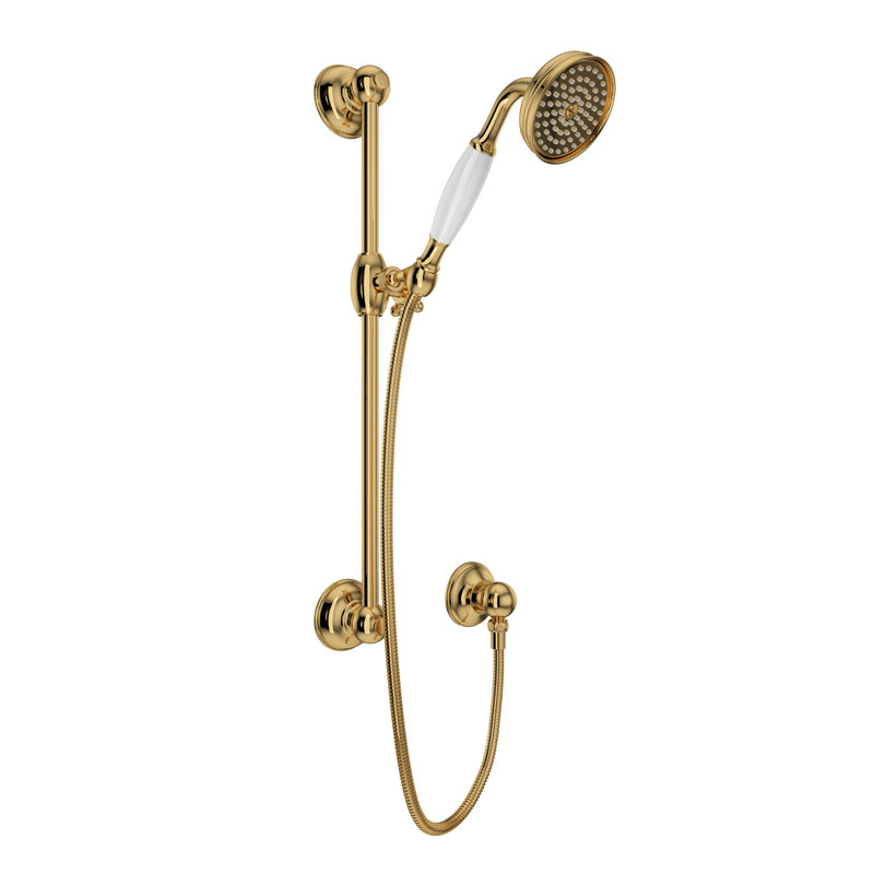 Spa Handshower Set with 22" Slide Bar and Single-Function Handshower, Italian Brass