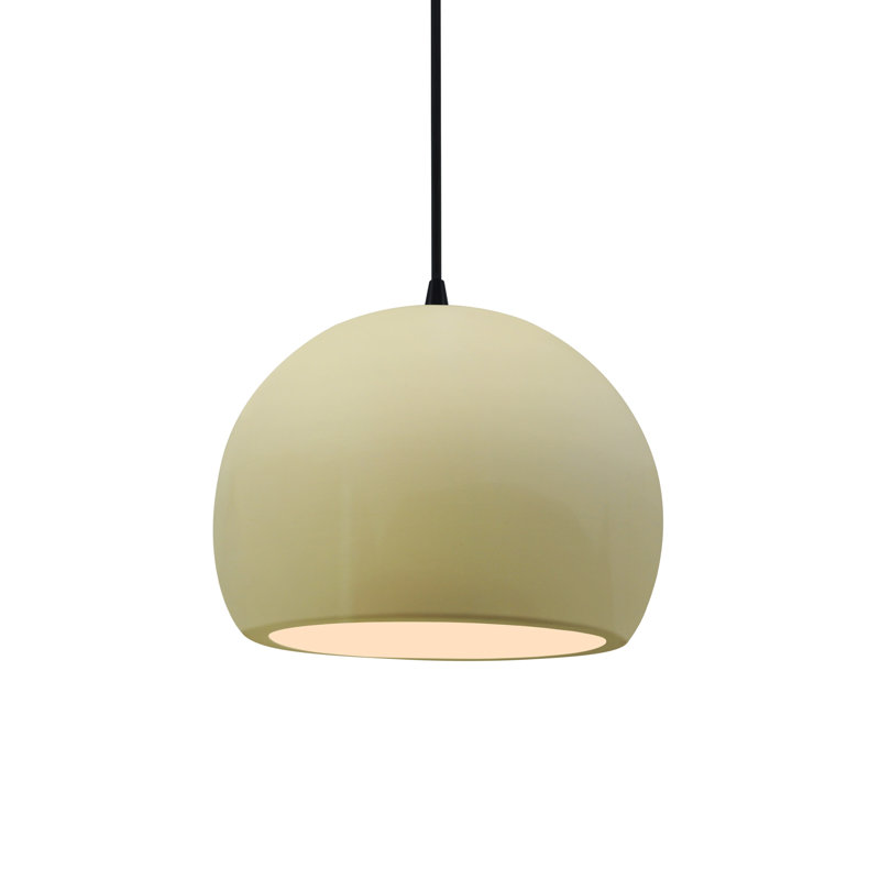Luminaire suspendu à 1 lumière Aschwin, H 6 po x l 7 po x P 7 po, Vanille lustrée, Noir mat