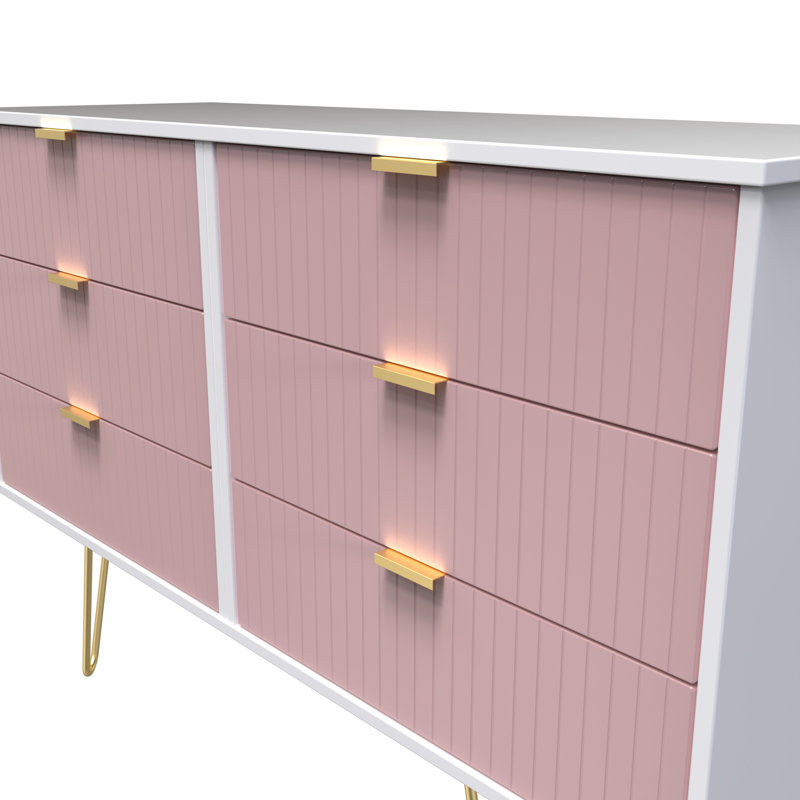 Beranda 6 Drawer Wide Chest (Ready Assembled), Kobe Pink/White